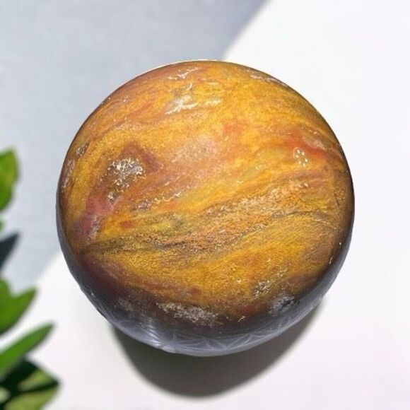 OC Jasper Red Yellow Quartz Crystal Sphere - Picture 1 of 12